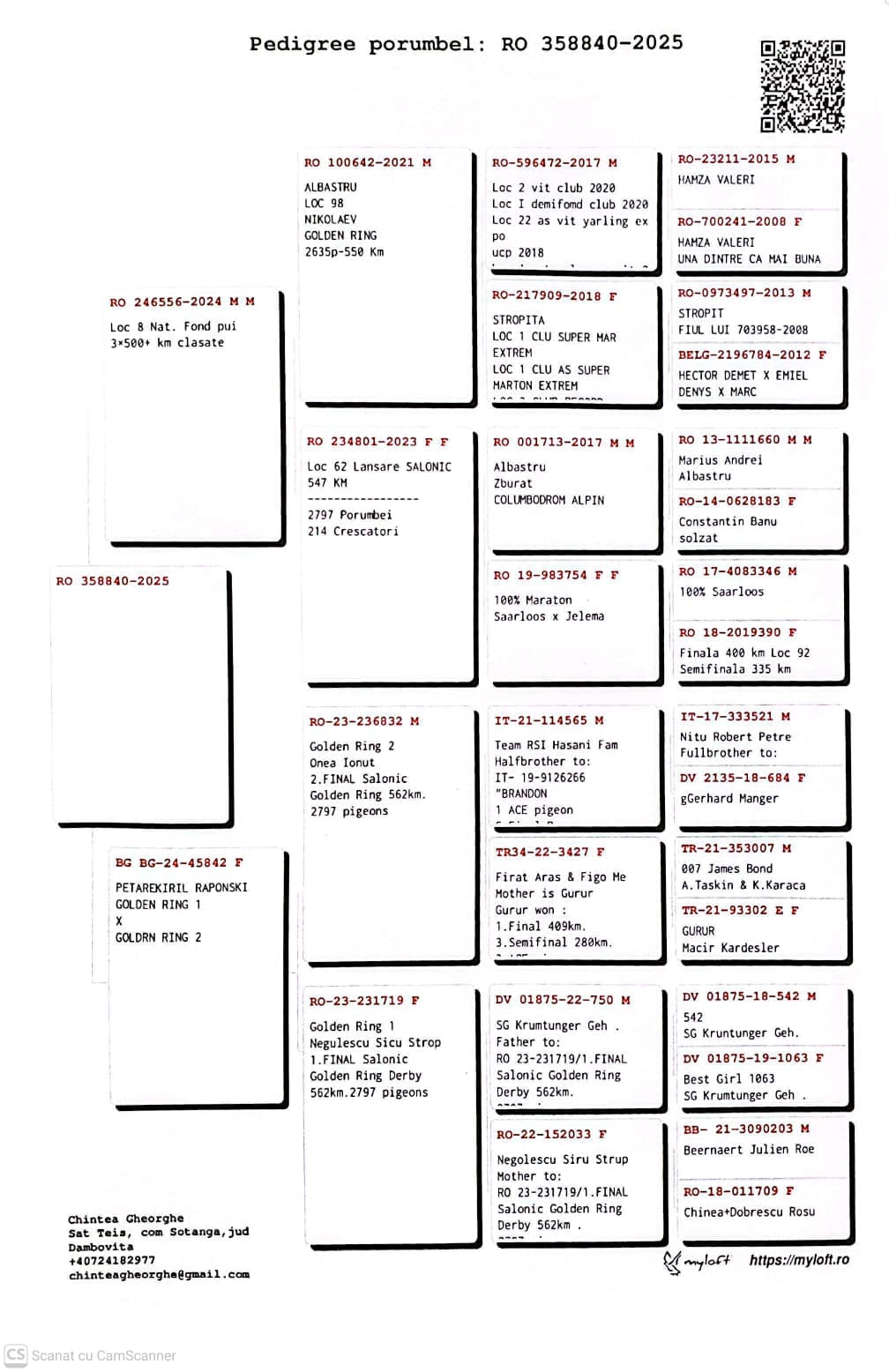 358840-25 M orig. Chintea Gheorghe, fiu loc 8 National Fond Pui