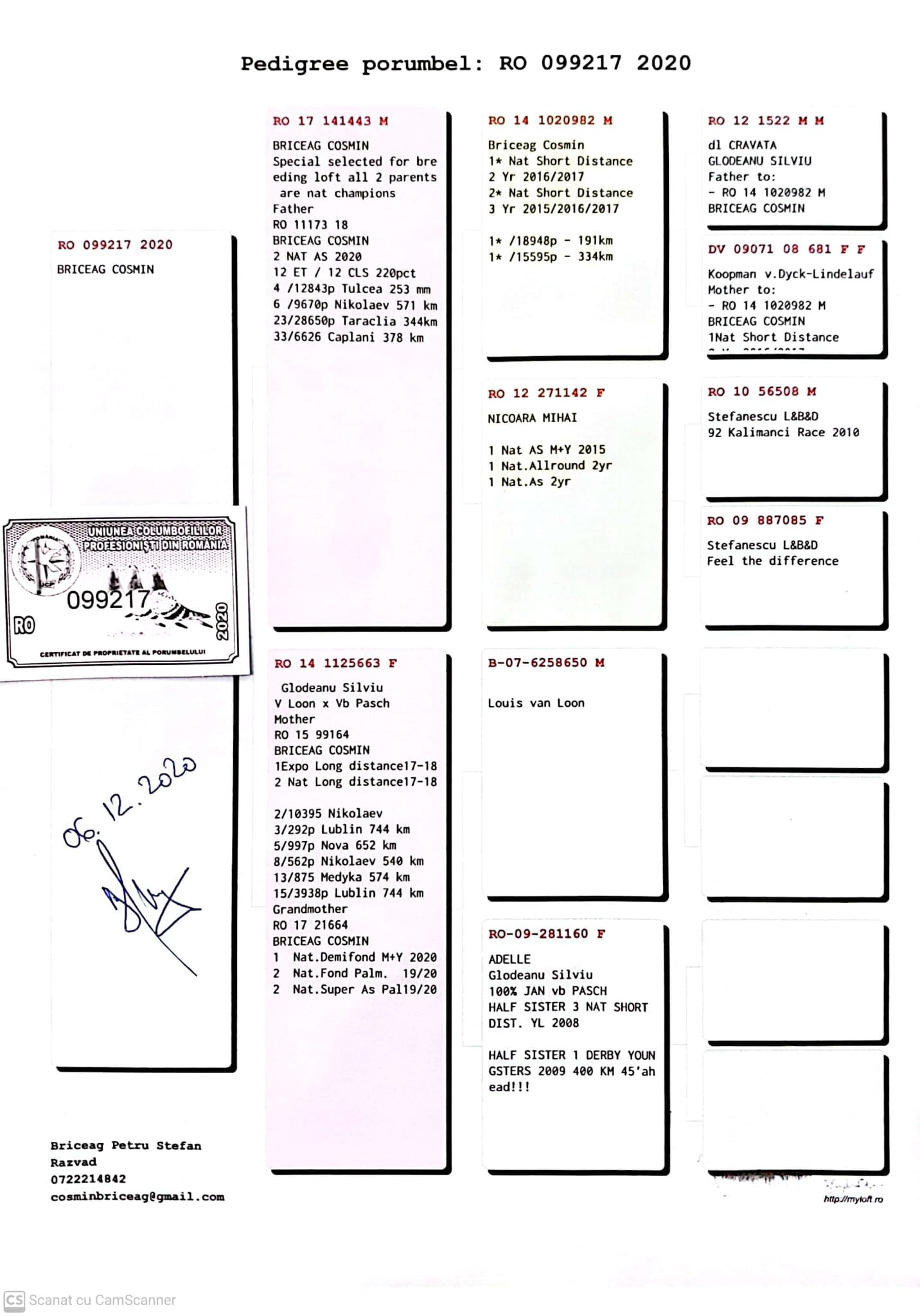 99217-20 M orig. Briceag Petru, semi frate Fulgerul, loc 1 National Viteza 2019