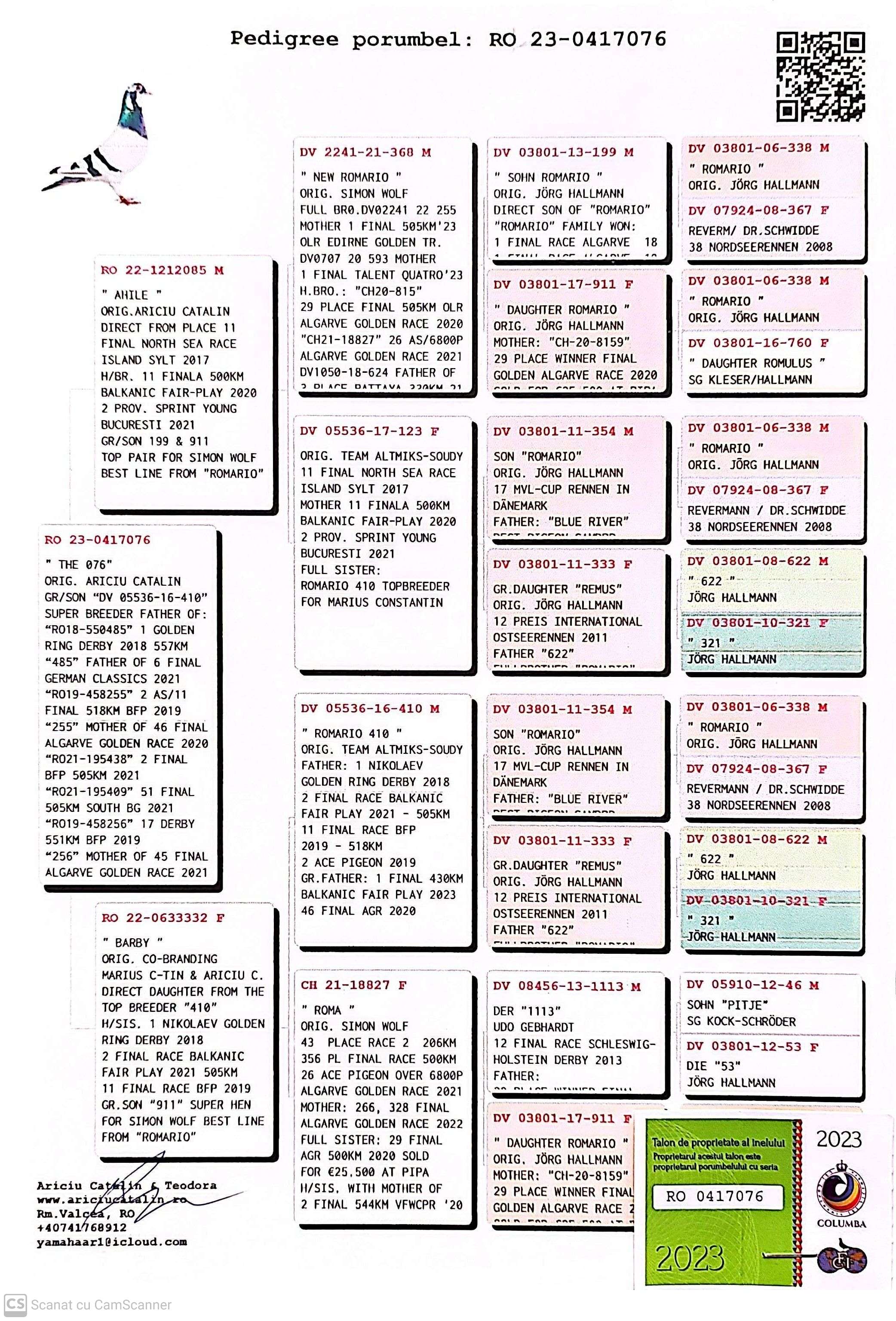 RO 417076-23 F orig. Ariciu Catalin, consangvina Romario